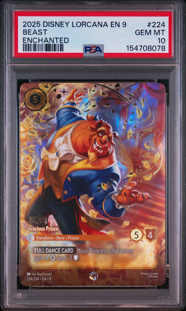 PSA 10 2025 DISNEY LORCANA EN 9-FABLED #224 BEAST ENCHANTED