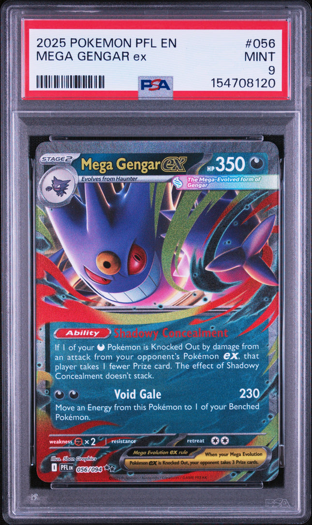 PSA 9 2025 POKEMON PFL EN-PHANTASMAL FLAMES #056 MEGA GENGAR ex