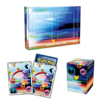 Traditional Chinese Pokemon 30th Celebration Futuristic Box card display, sleeves, and storage box