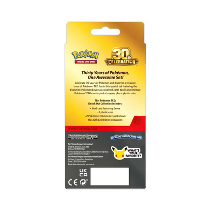 Pokemon Mega Evolution 30th Celebration Knock Out Collection Box behind