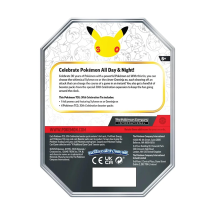 Pokemon Mega Evolution 30th Celebration Sylveon Ex Metal Tin from back
