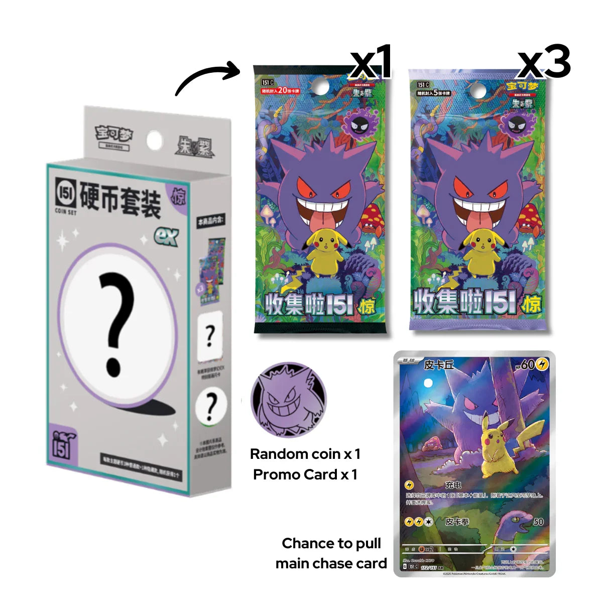 Pokemon TCG S-Chinese Collect EX 151 Surprise Booster Coin Collection Set