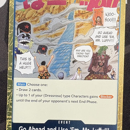 [English] One Piece Card Game  Go Ahead and Use 'Em, Mr. Luffy!!! OP15-055 R