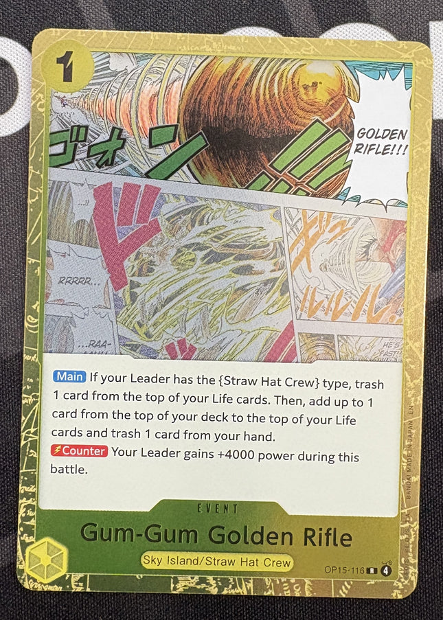 [English] One Piece Card Game  Gum-Gum Golden Rifle OP15-116 R