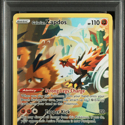 Galarian Zapdos trading card with PSA grading label