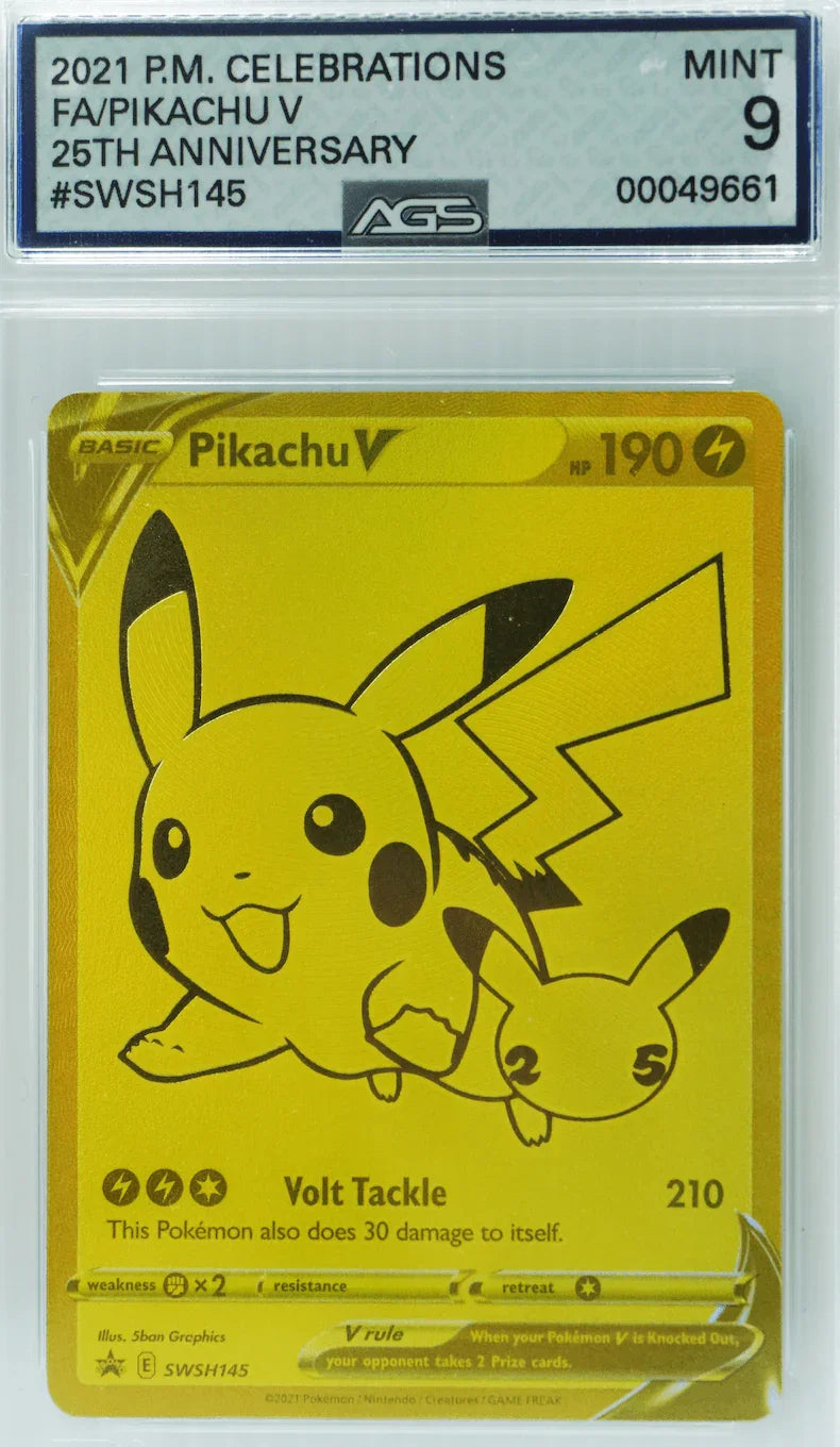 2021 PM CELEBRATIONS FA/PIKACHU V 25th Anniversary GOLD AGS-MINT 9 TCGHOBBY 2021 PM CELEBRATIONS FA/PIKACHU V 25th Anniversary GOLD AGS-MINT 9 TCGHOBBY