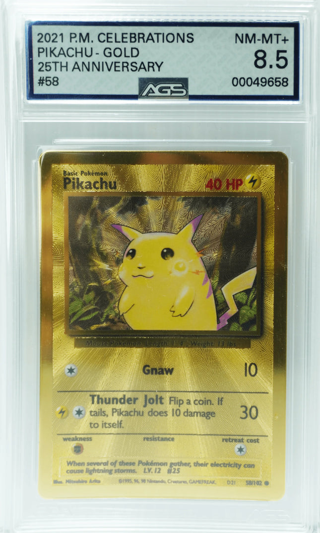 Shop 2021 PM CELEBRATIONS PIKACHU GOLD 25th ANNIVERSARY-AGS NM-MT 8.5 TCGHOBBY Shop 2021 PM CELEBRATIONS PIKACHU GOLD 25th ANNIVERSARY-AGS NM-MT 8.5 TCGHOBBY